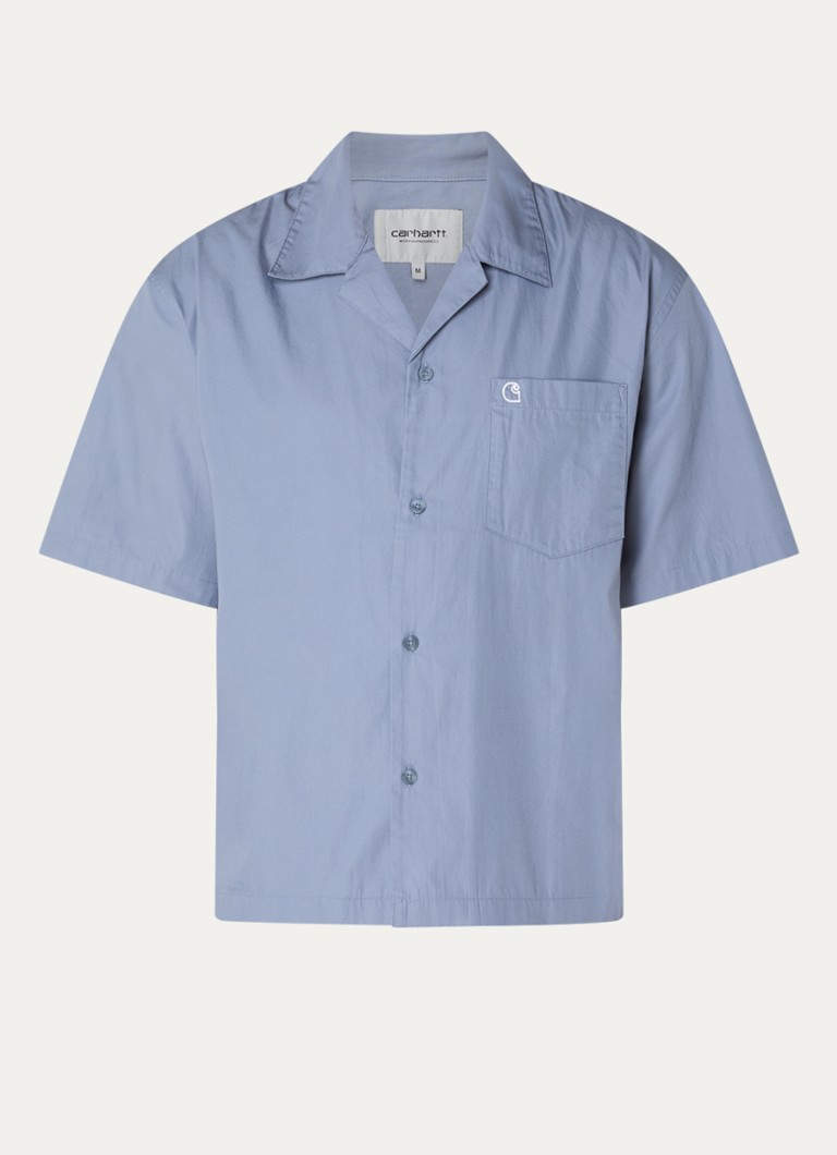 Carhartt WIP Heren Kendry regular fit overhemd met borstzak in de kleur Staalblauw, maat: L