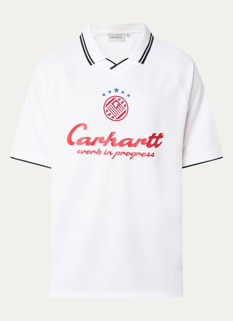 Carhartt WIP Heren Terrace Football T-shirt met logoborduring in de kleur Wit, maat: XL