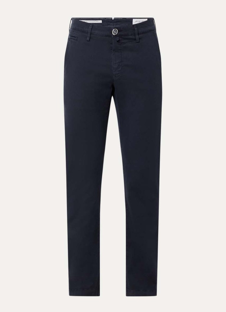 Jacob Cohën Heren Bobby slim fit chino met steekzakken in de kleur Donkerblauw, maat: 32