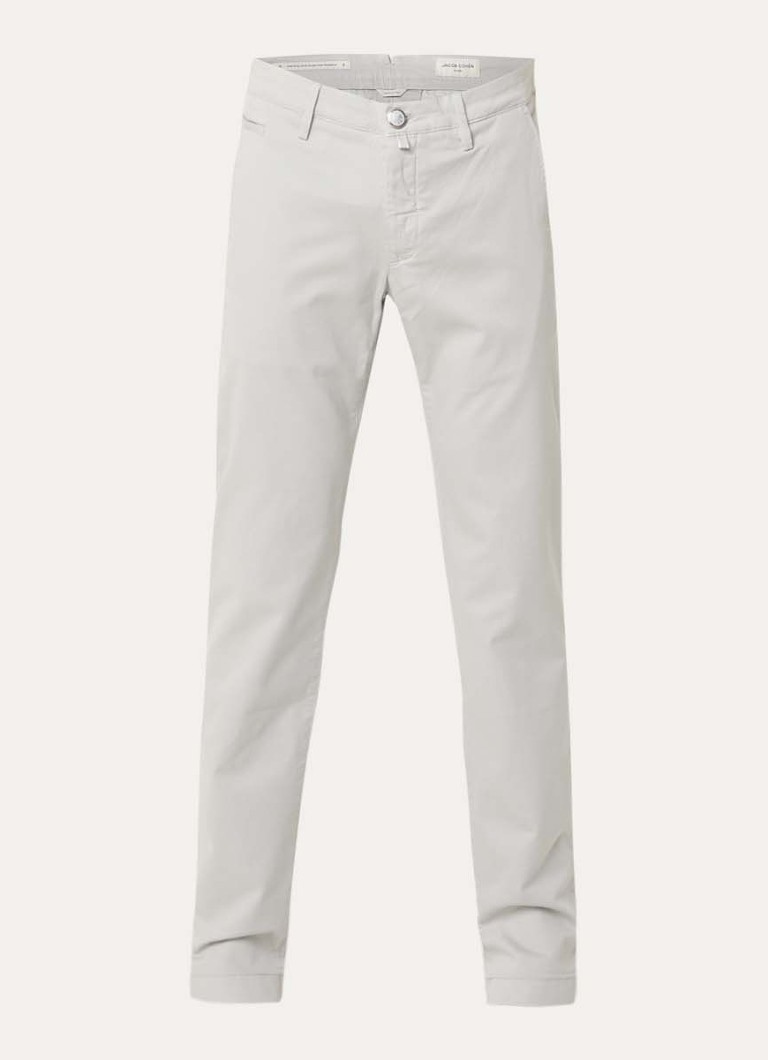 Jacob Cohën Heren Bobby slim fit chino met steekzakken in de kleur Lichtgrijs, maat: 36