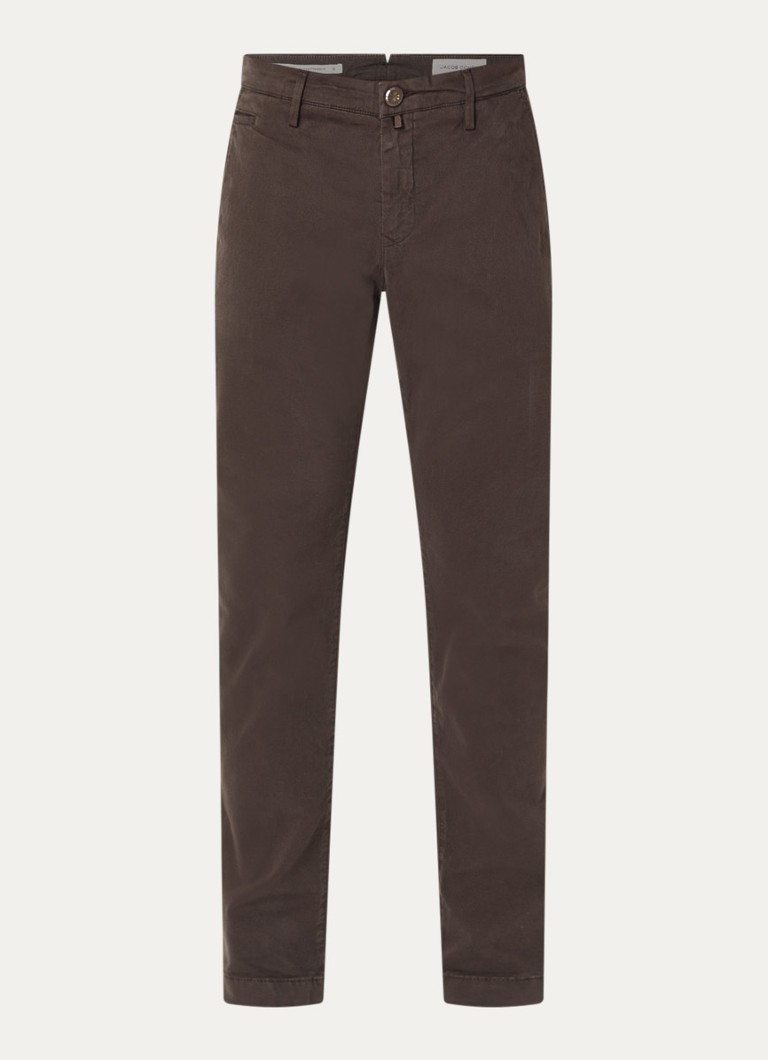 Jacob Cohën Heren Bobby slim fit chino met stretch in de kleur Bruin, maat: 36