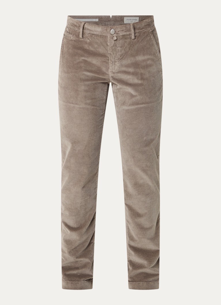 Jacob Cohën Heren Bobby straight fit broek van corduroy in de kleur Grijs, maat: 36