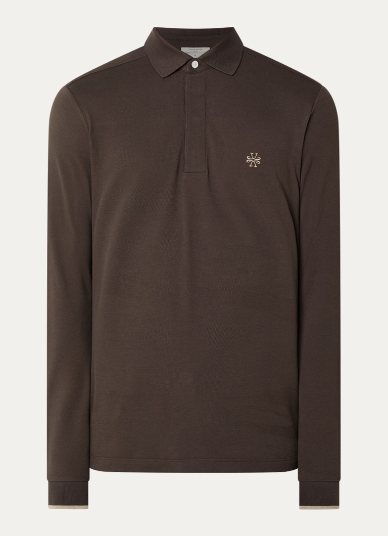 Jacob Cohën Heren Regular fit polo met logoborduring in de kleur Donkerbruin, maat: L