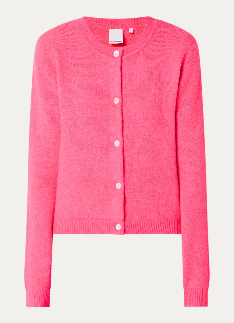 Josephine & Co Dames Braxton grofgebreid vest in wolblend in de kleur Roze