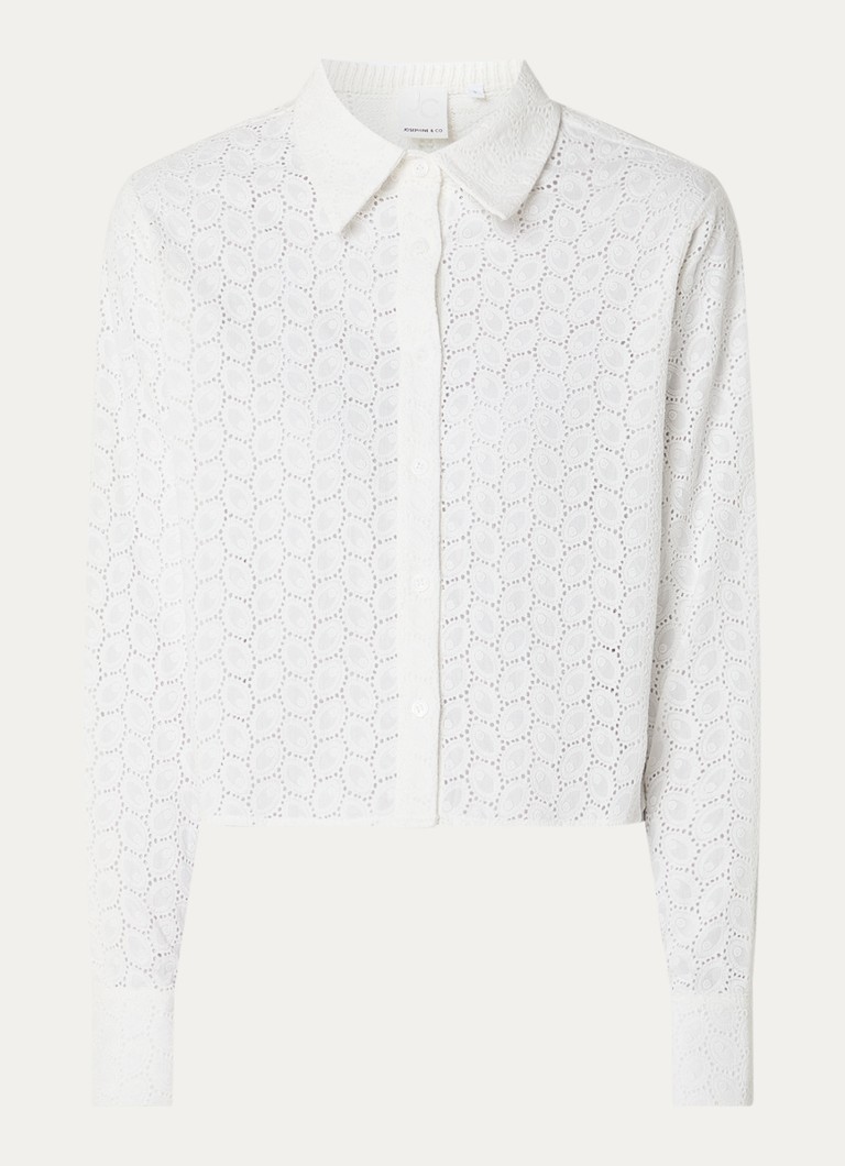 Josephine & Co Dames Boaz cropped blouse met broderie in de kleur Wit