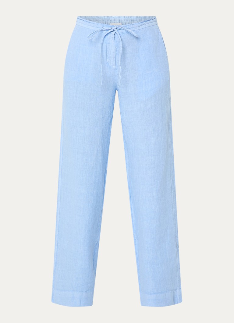 Josephine & Co Dames High waist wide fit broek van linnen met steekzakken in de kleur Lichtblauw