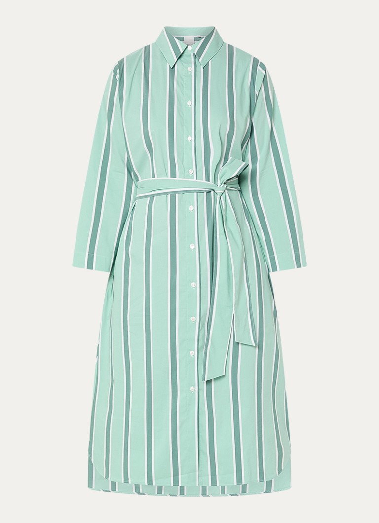 Josephine & Co Dames Boudewijn midi blousejurk met streepprint en strikceintuur in de kleur Mint