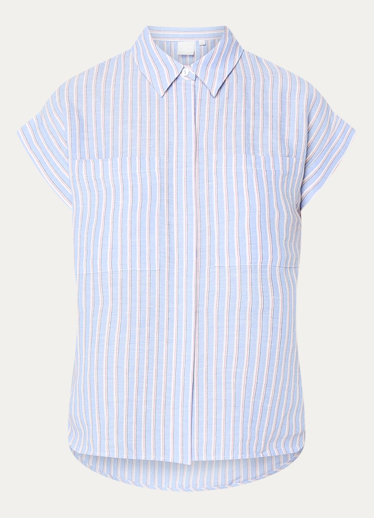 Josephine & Co Dames Barndon blouse in linnenblend met streepprint in de kleur Blauw