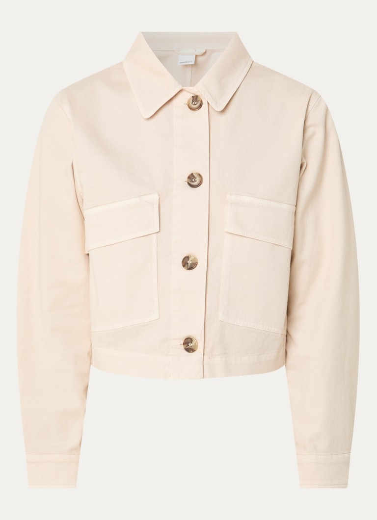 Josephine & Co Dames Bibi cropped overshirt met borstzakken in de kleur Beige