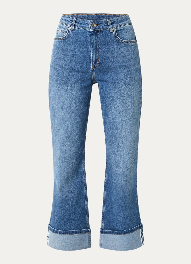 Josephine & Co Dames Benthe high waist cropped flared jeans met medium wassing in de kleur Indigo
