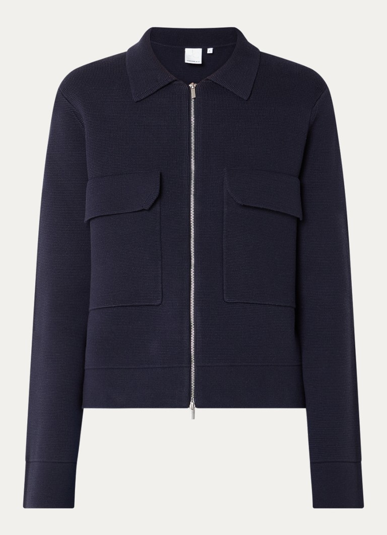 Josephine & Co Dames Bayley grofgebreid jack met klepzakken in de kleur Donkerblauw