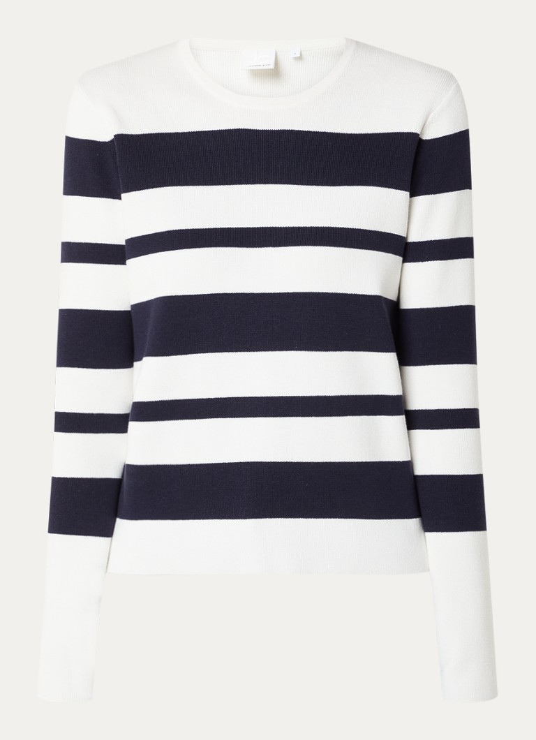 Josephine & Co Dames Breanne sweater met streepprint in de kleur Donkerblauw