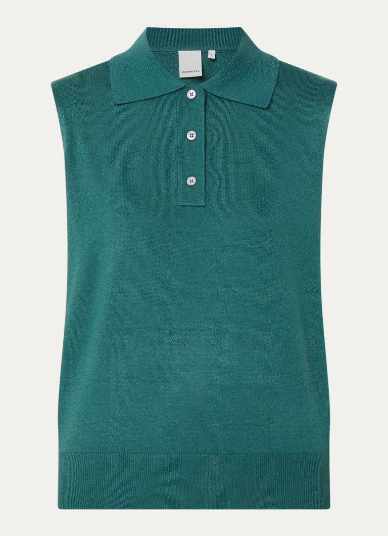 Josephine & Co Dames Birol fijngebreide top in wolblend in de kleur Donkergroen