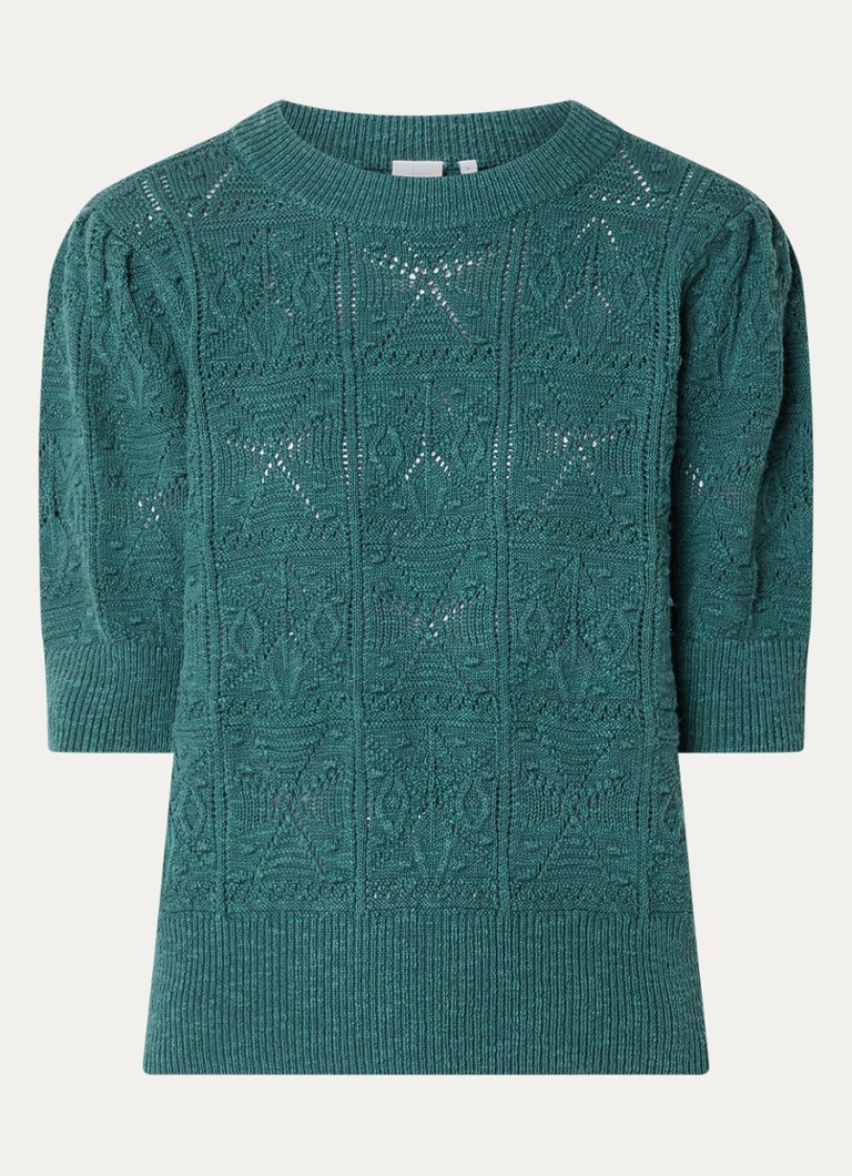 Josephine & Co Dames Dieuwertje top met broderie in de kleur Donkergroen