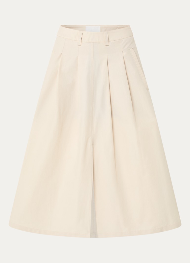 Josephine & Co Dames Belle midi rok met plooidetail en split in de kleur Beige