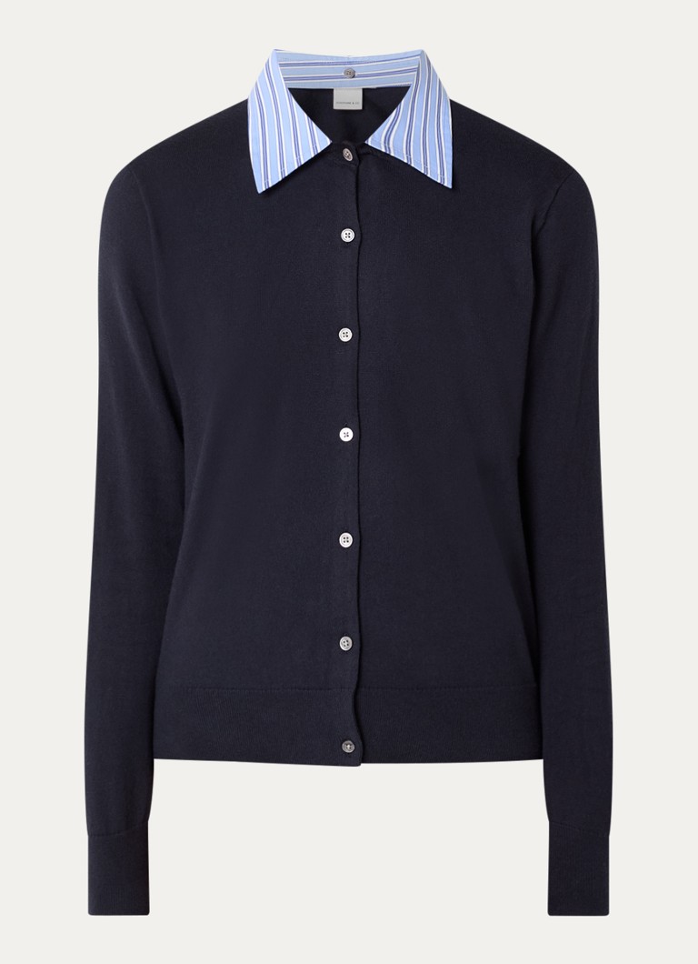 Josephine & Co Dames Carleigh fijngebreid vest met afneembare kraag in de kleur Donkerblauw