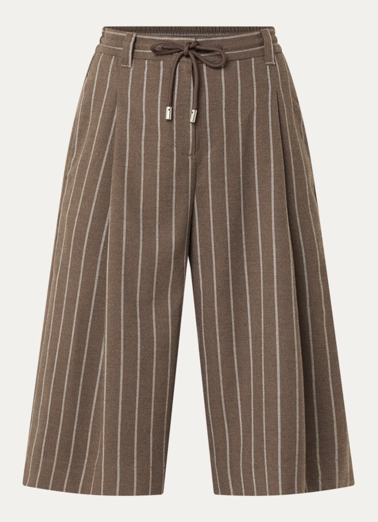 Josephine & Co Dames Camden high waist loose fit korte pantalon met streepprint in de kleur Bruin