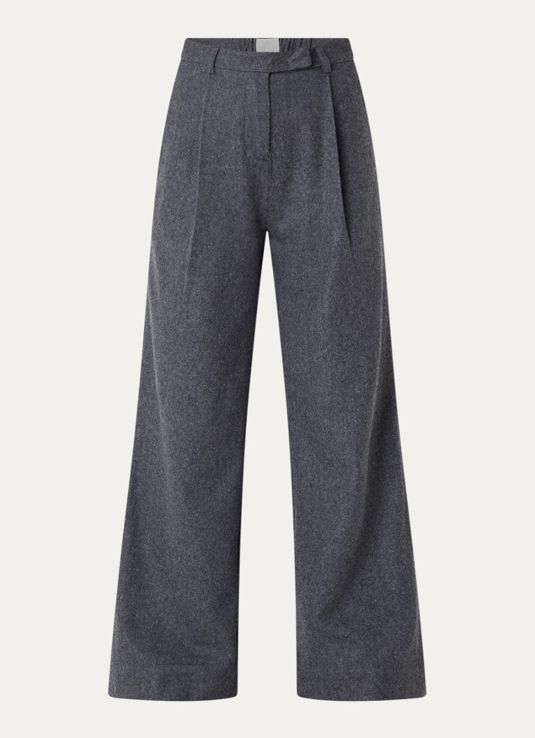 Josephine & Co Dames Clio high waist loose fit pantalon met gemêleerd dessin in de kleur Antraciet