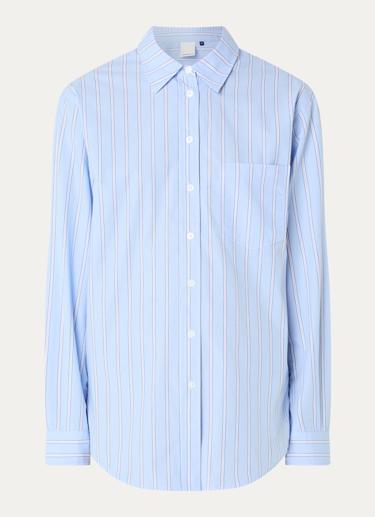 Josephine & Co Dames Cass longline blouse met streepprint in de kleur Lichtblauw