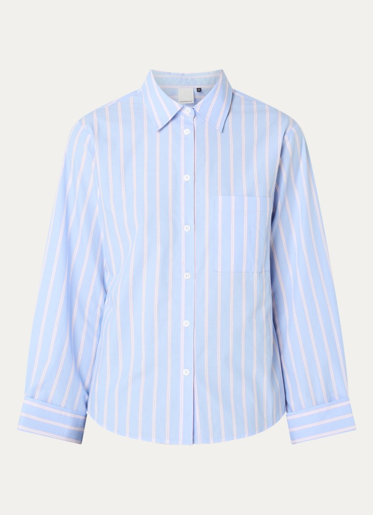 Josephine & Co Dames Leon blouse met streepprint in de kleur Lichtblauw