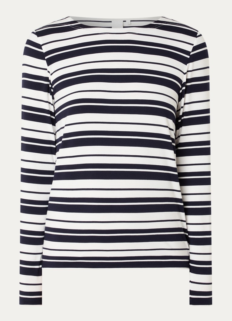 Josephine & Co Dames Longsleeve met streepprint in de kleur Donkerblauw