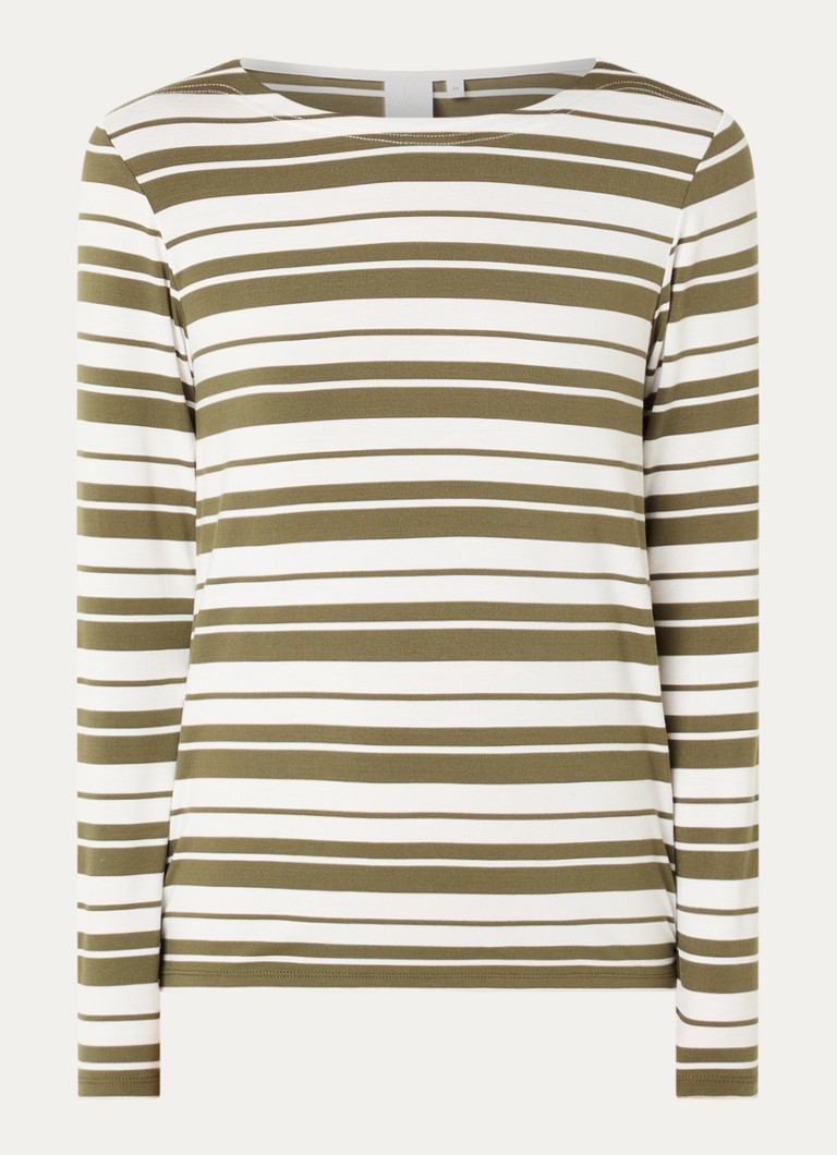 Josephine & Co Dames Longsleeve met streepprint in de kleur Mosgroen