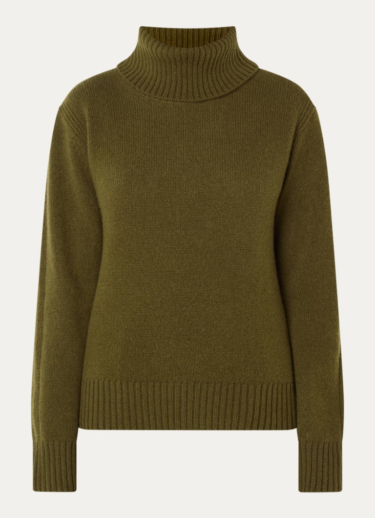 Josephine & Co Dames Alfonso fijngebreide coltrui in wolblend in de kleur Mosgroen