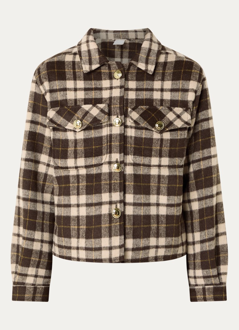 Josephine & Co Dames Coco jack in wolblend met ruitdessin in de kleur Bruin