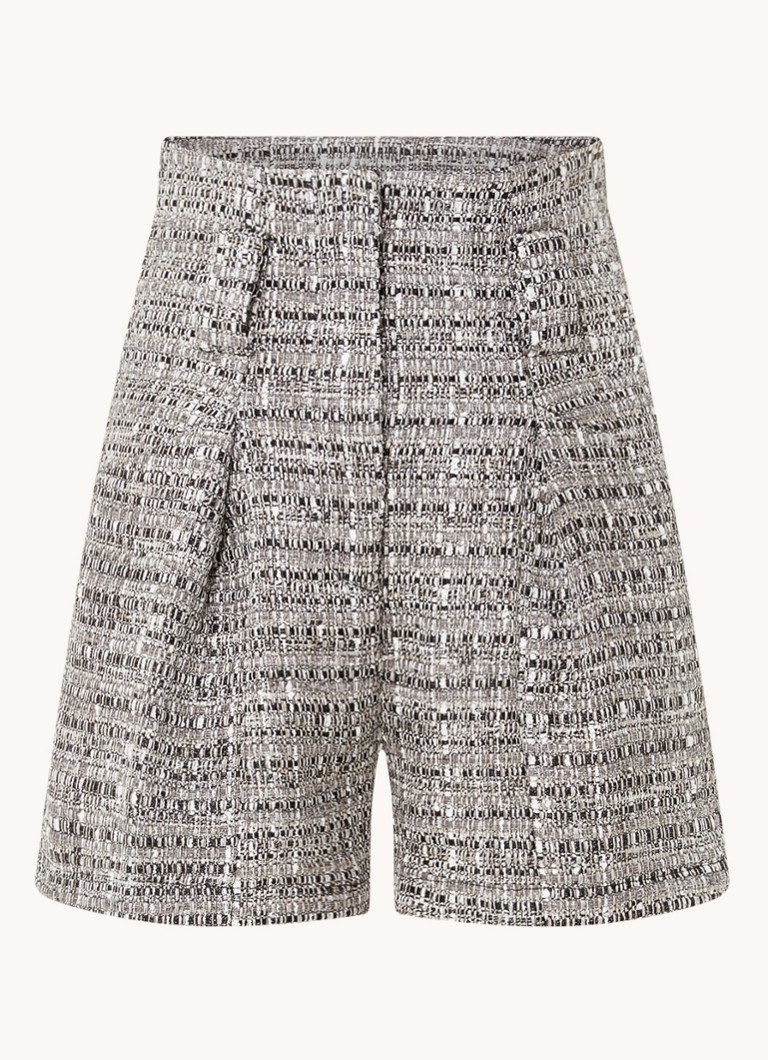 IRO Dames Eliana high waist straight fit korte broek met lurex in de kleur Grijsmele