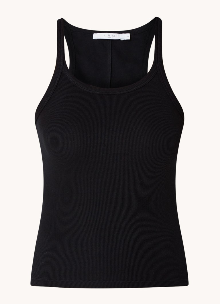 IRO Dames Palisso tanktop met ribstructuur en ronde hals in de kleur Zwart