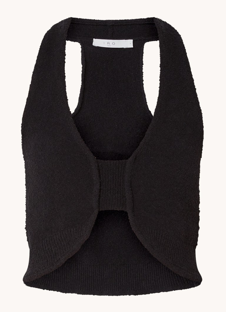 IRO Dames Quawo fijngebreide crop top met structuur in de kleur Zwart