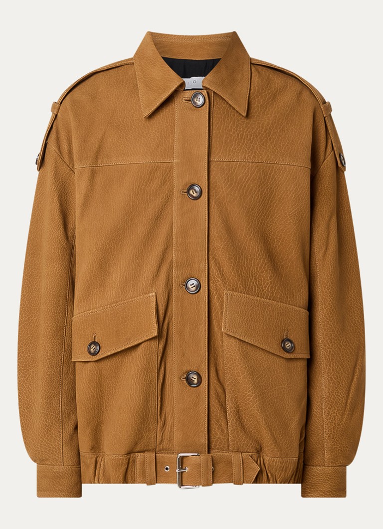 IRO Dames Barrie jack van lamsleer met ceintuur in de kleur Camel