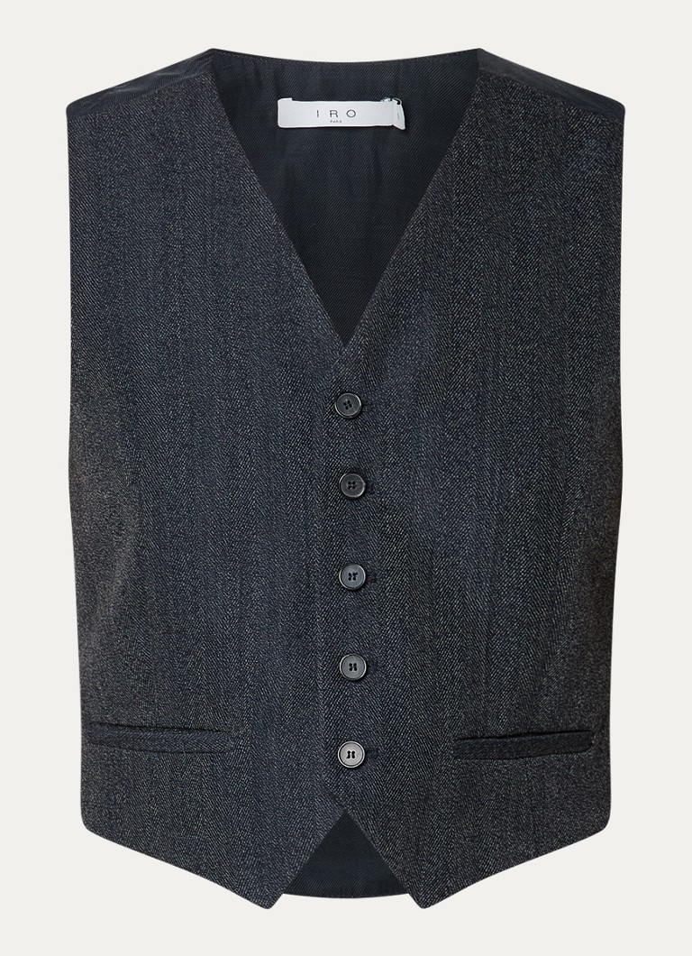 IRO Dames Benyo cropped gilet in wolblend met V-hals in de kleur Antraciet