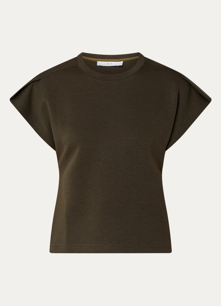 IRO Dames Mahani T-shirt met ronde hals in de kleur Khaki
