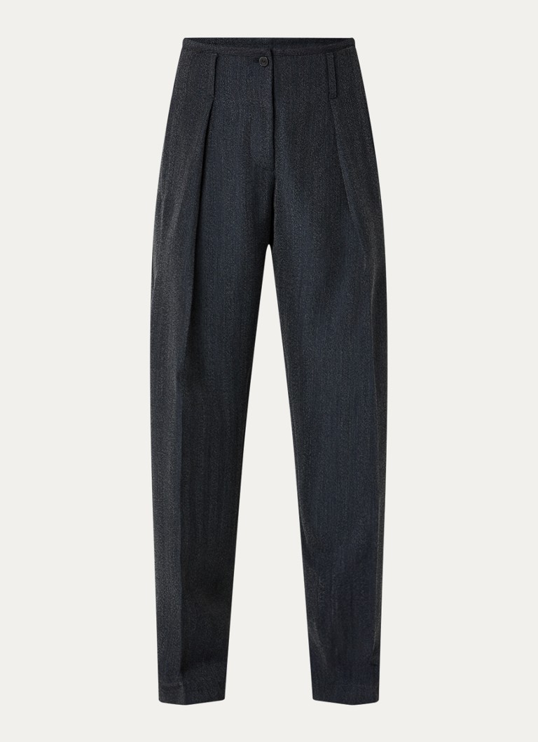 IRO Dames Barissa high waist loose fit pantalon in wolblend met steekzakken in de kleur Donkergrijs