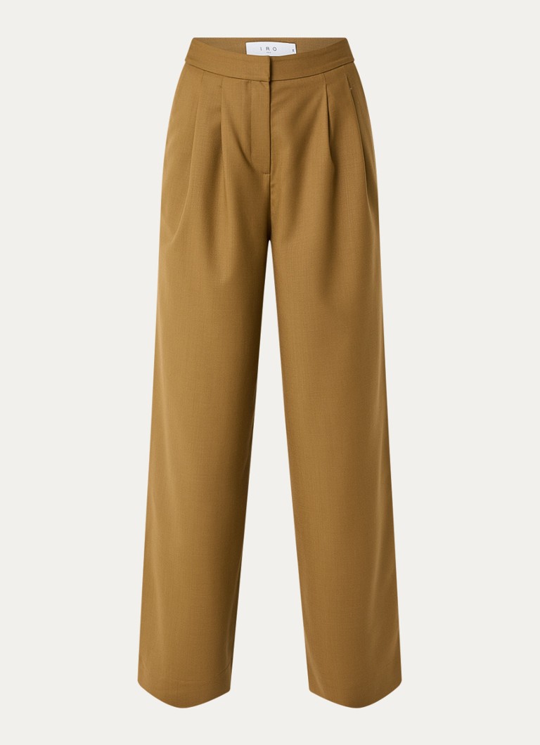 IRO Dames Costane high waist straight fit pantalon van wol in de kleur Camel