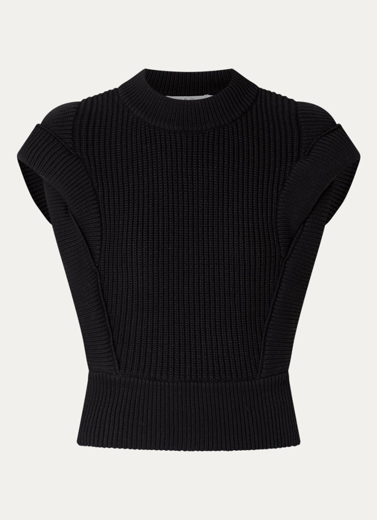 IRO Dames Nash grofgebreide mouwloze top met cut-out detail in de kleur Zwart