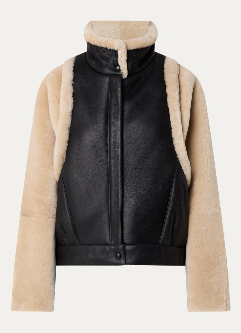 IRO Dames Greisa jack van schapenleer met details van teddy in de kleur Zwart