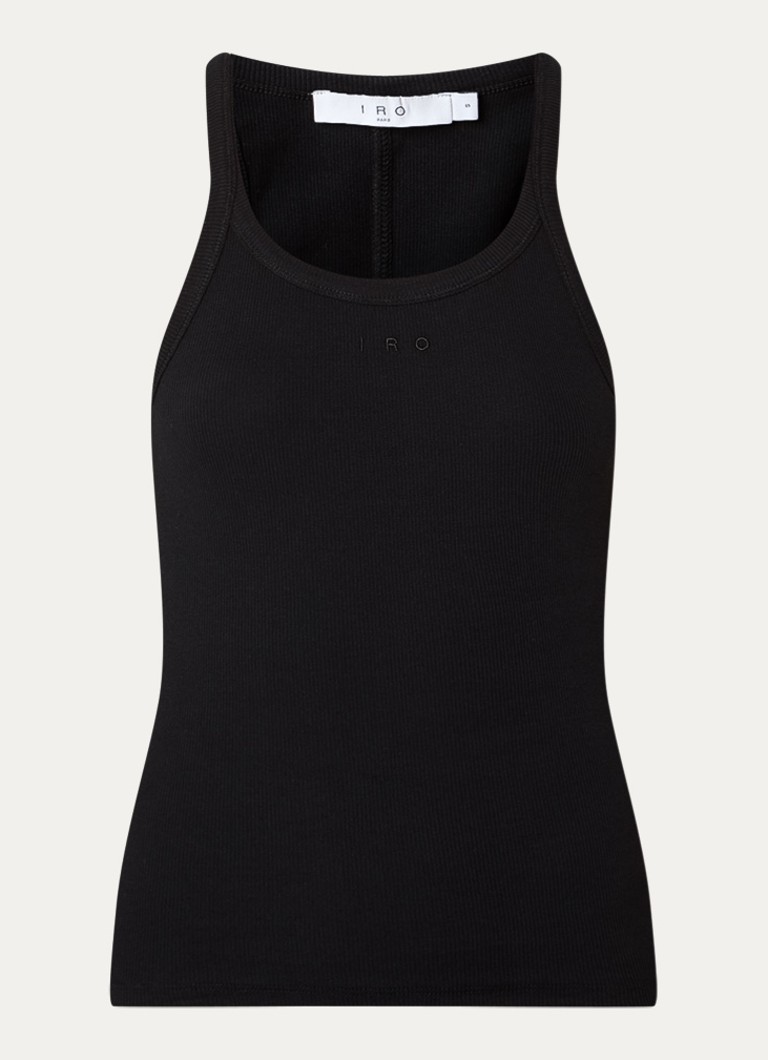 IRO Dames Palissa ribgebreide tanktop met logoborduring in de kleur Zwart