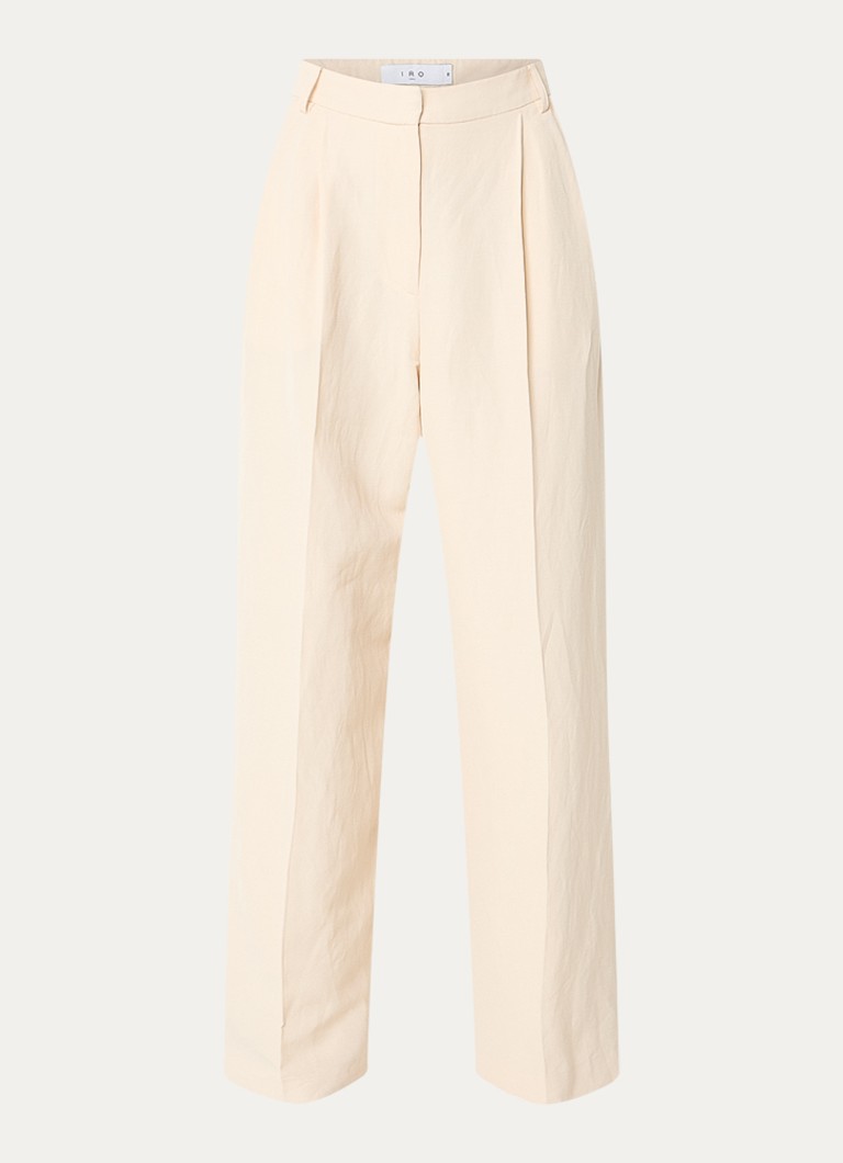 IRO Dames Hayda high waist wide fit pantalon in linnenblend in de kleur Vanillegeel