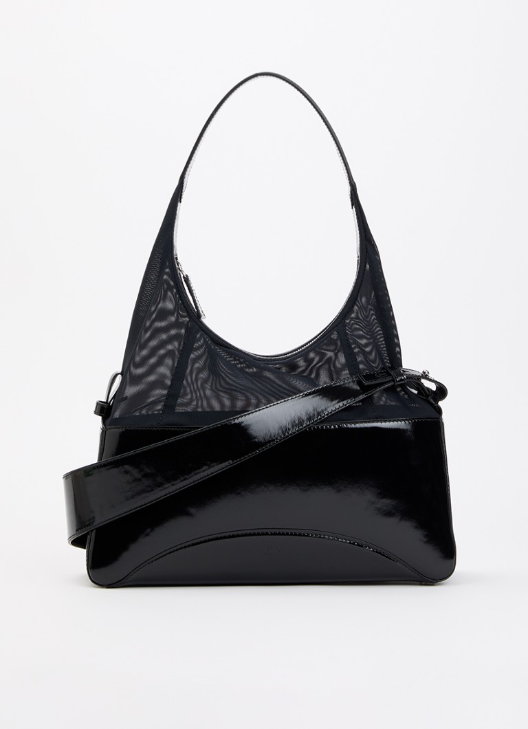 IRO Dames Tandem Gloss Large handtas van lakleer met afneembare schouderriem in de kleur Zwart