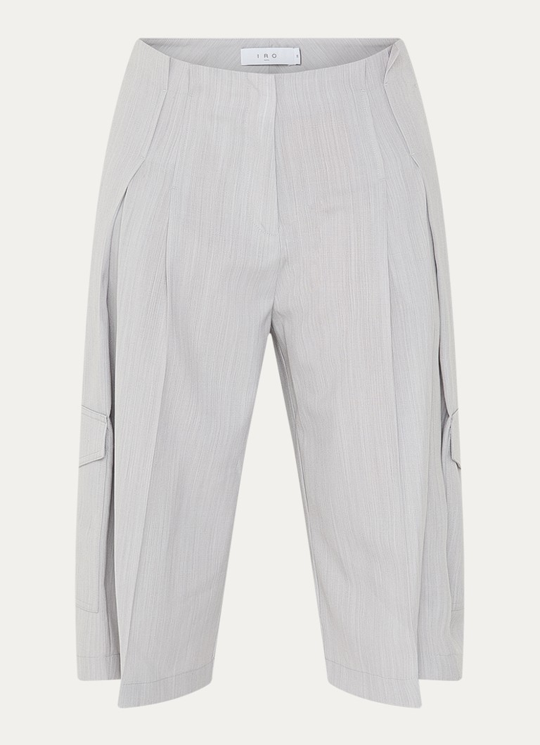 IRO Dames Junny high waist korte broek in wolblend met opgestikte zakken in de kleur Lichtgrijs
