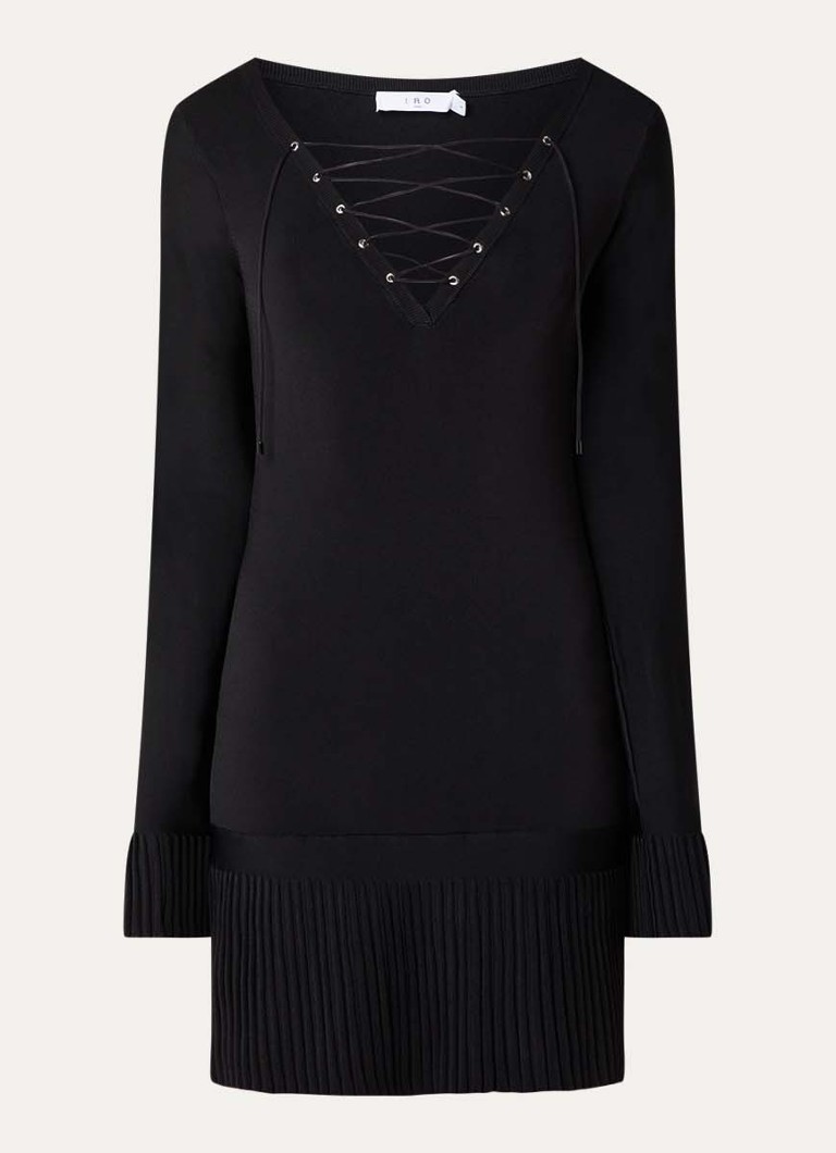 IRO Dames Floca mini tuniekjurk met rijgdetail in de kleur Zwart
