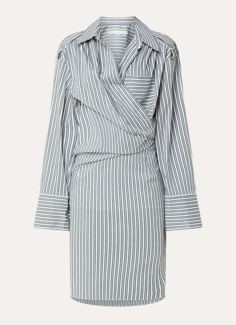IRO Dames Lazul midi blousejurk met streepprint in de kleur Grijs