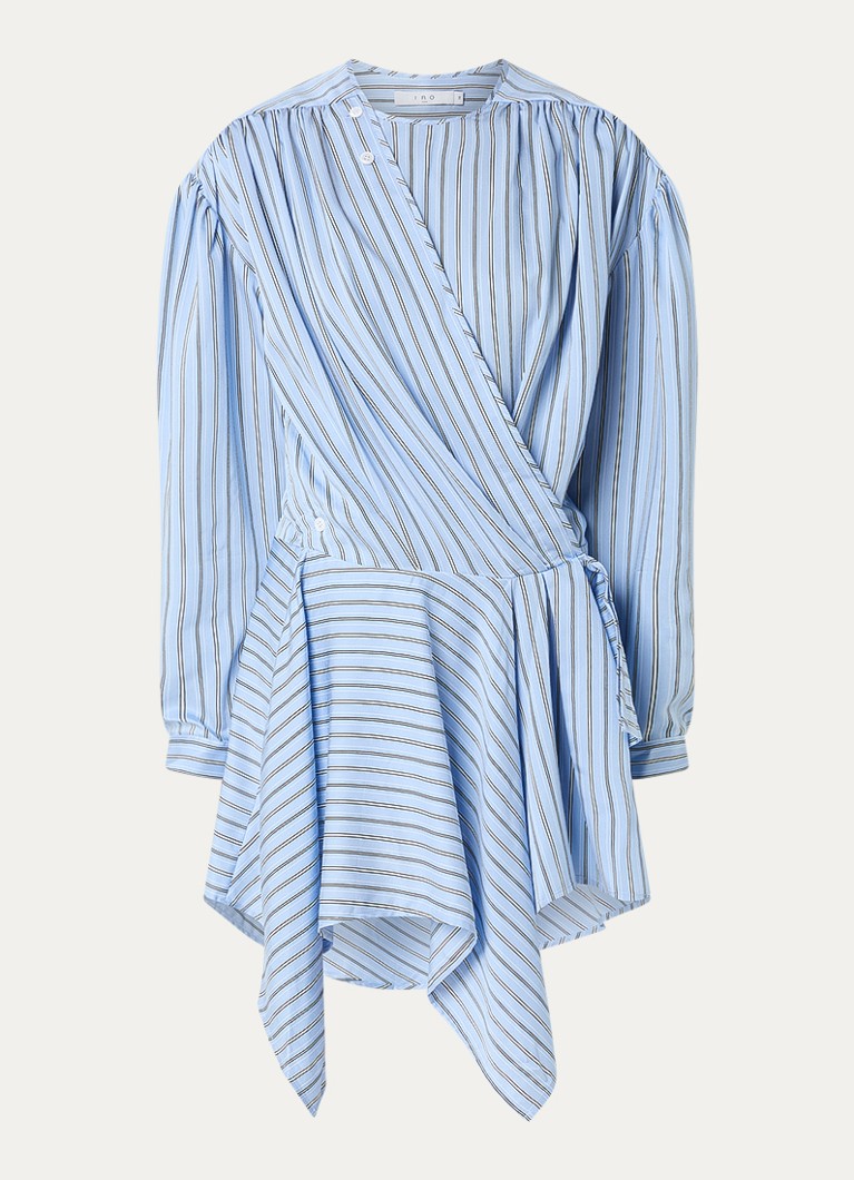 IRO Dames Utenia asymmetrische mini jurk met streepprint in de kleur Staalblauw