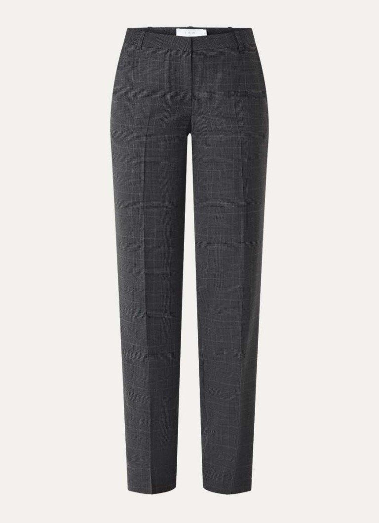 IRO Dames Cayana high waist regular fit pantalon in wolblend in de kleur Donkergrijs