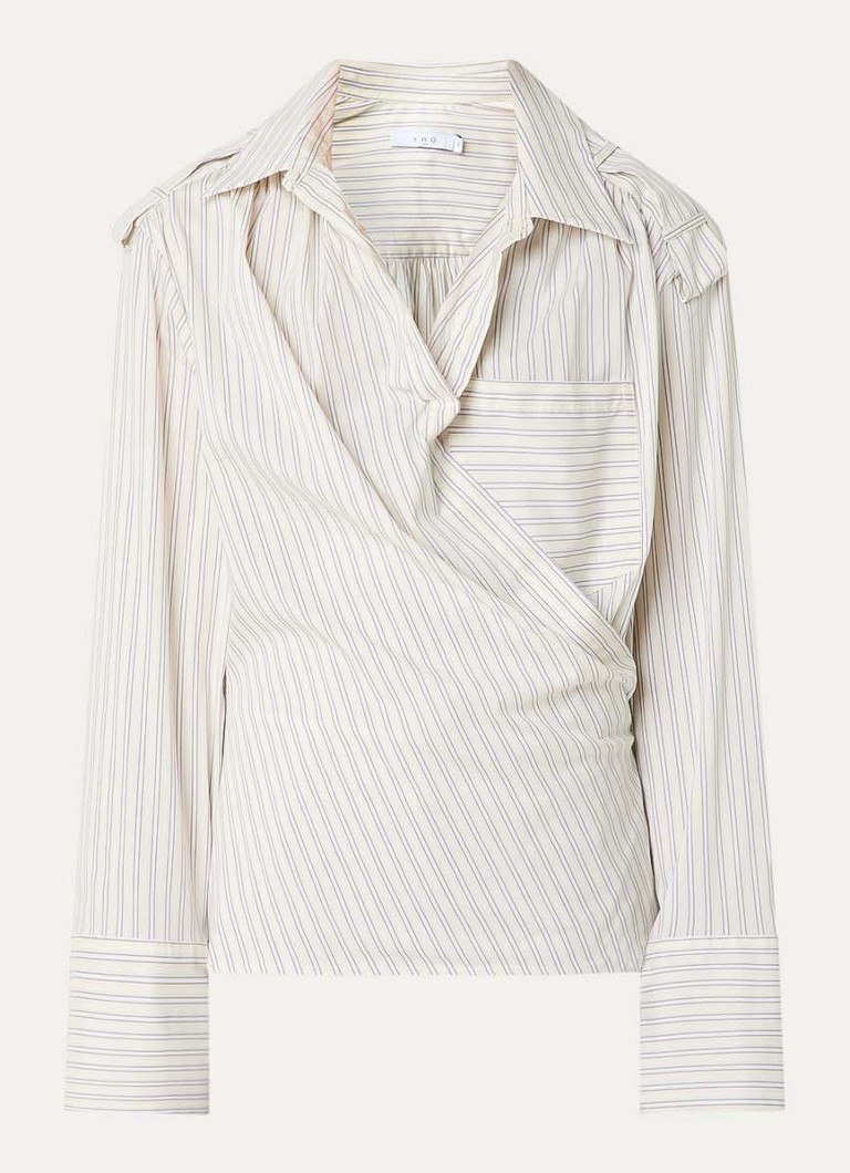 IRO Dames Lace asymmetrische blouse met streepprint in de kleur Vanillegeel
