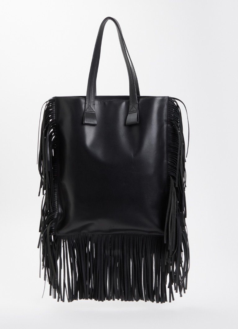 IRO Dames Paper Franges shopper van leer met franjes in de kleur Zwart