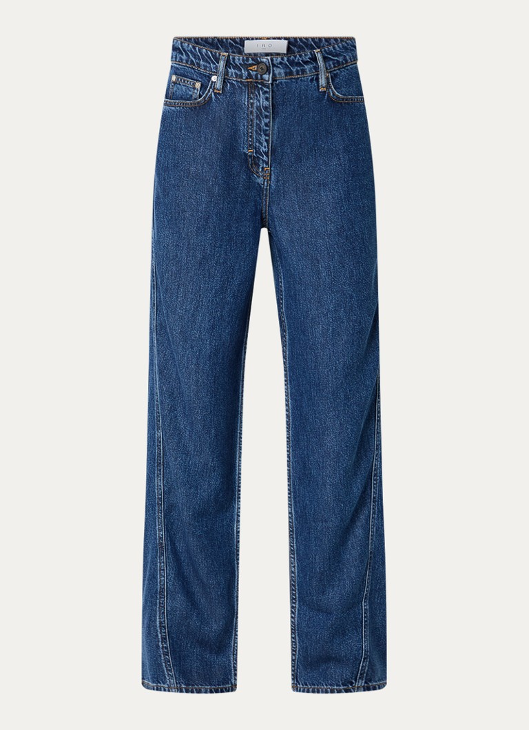 IRO Dames Joris high waist straight leg jeans met donkere wassing in de kleur Indigo