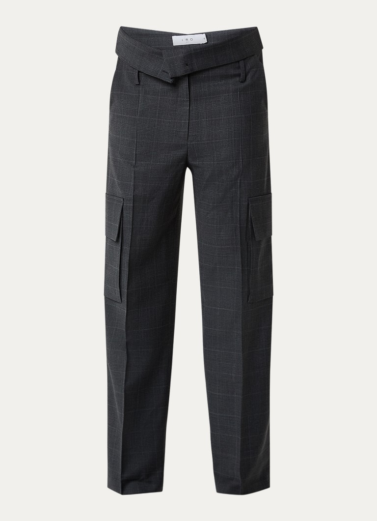 IRO Dames Cruze high waist straight fit pantalon met steekzakken in de kleur Donkergrijs